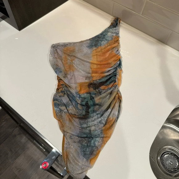 NWOT Zara Mesh Asymmetric Bodysuit - Picture 6 of 9